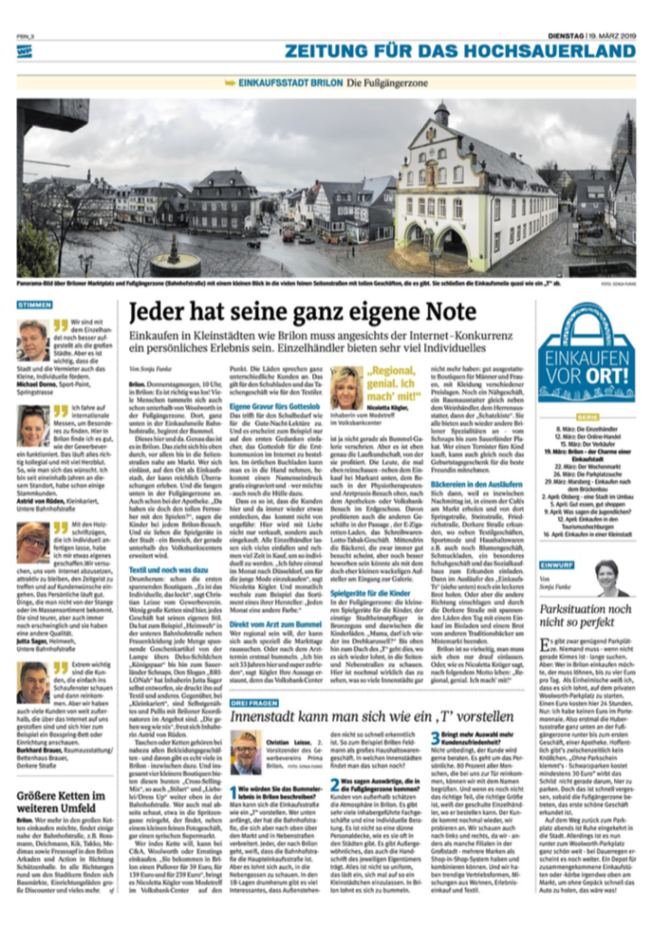 Zeitungsartikel Westfalenpost brilon 19.03.2019
